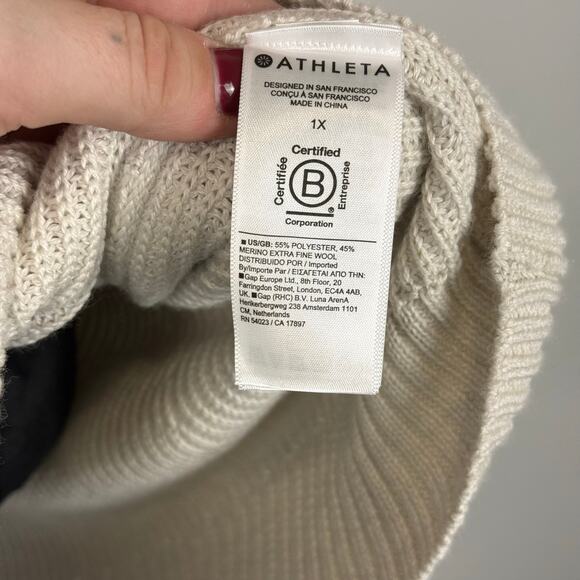 Athleta Chandail Hanover 3 NEW Wool Knit Pullover Long Sleeve V Neck Sweater 1X - Picture 10 of 11